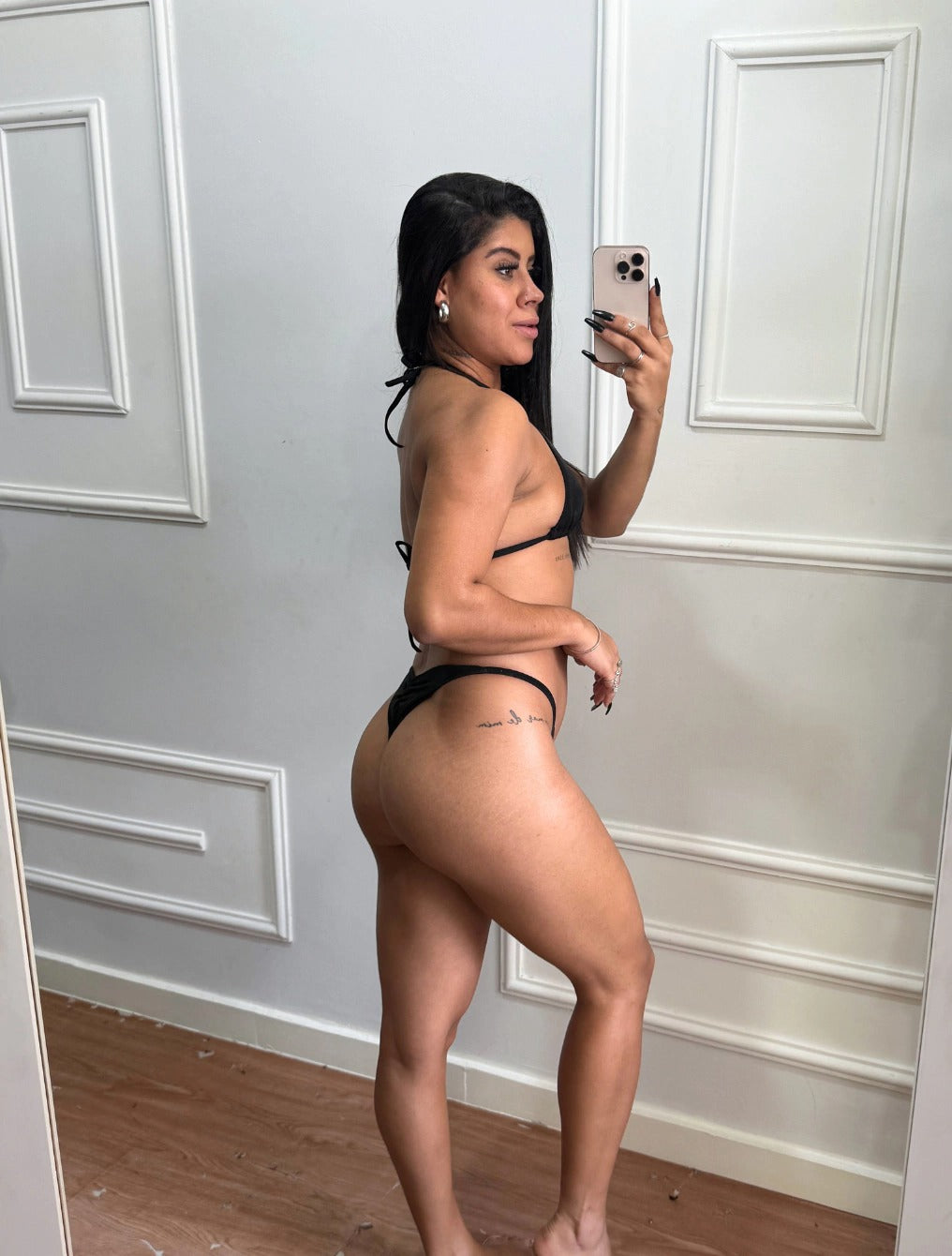 Trijunto Cortininha Com Bojo Calcinha Fina e Saia Curta Amarracao Lateral Virginia | Preto