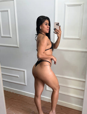 Trijunto Cortininha Com Bojo Calcinha Fina e Saia Curta Amarracao Lateral Virginia | Preto