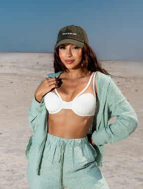 Conjunto Camisa Manga Longa e Calça Pantalona Tecido Lese Mavie | Verde Oliva